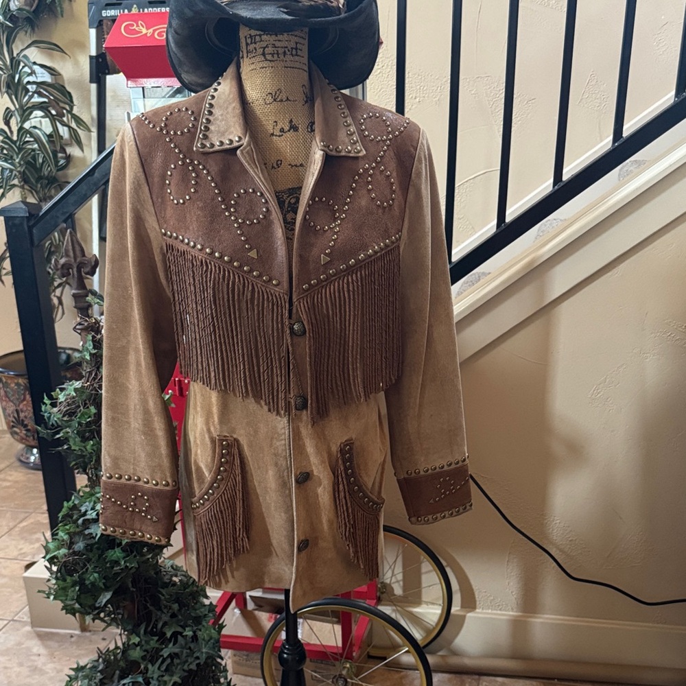 Scully Tan and Brown Western Fringe Jacket